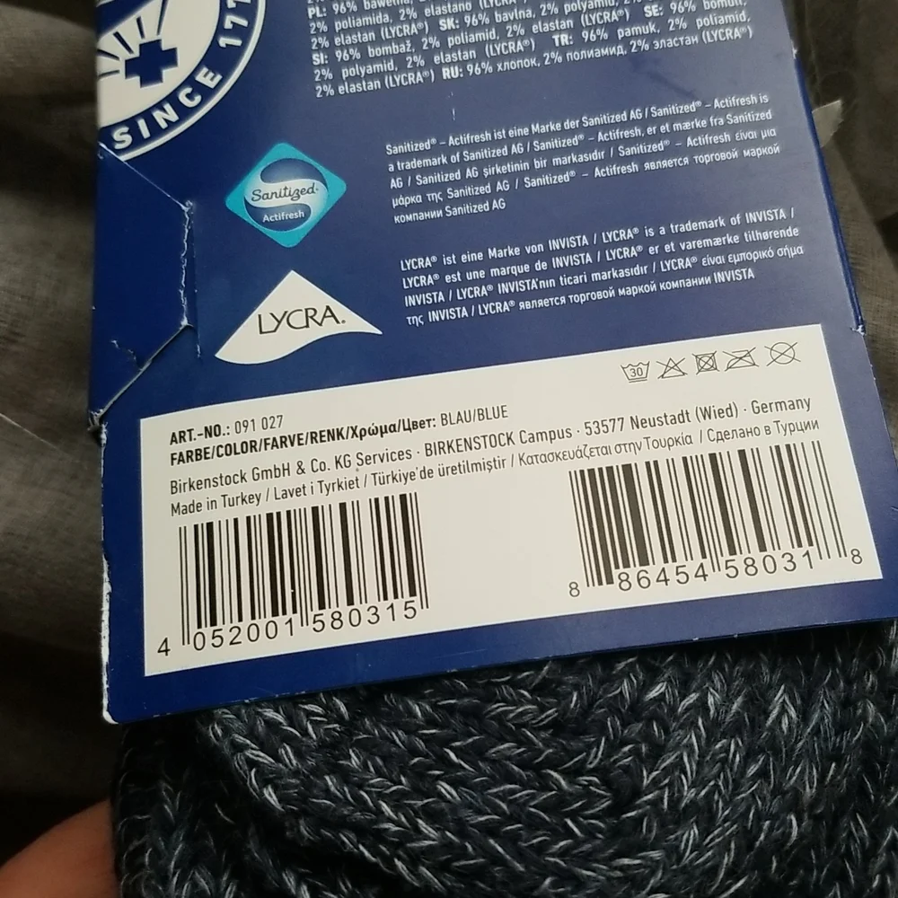 Birkenstock Sydney Blue Melange Cotton Socks Small • 35-38 EU - Picture 4 of 5